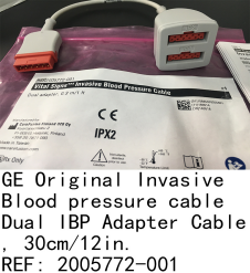 GE Blood pressure cable Du al IBP Adapter Cable , 30cm/12in. REF: 2005772-001 new original