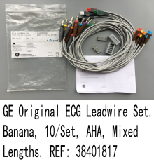 GE ECG Lead wire Set. Banana, 10/Set, AHA, Mixed Lengths. REF: 38401817  new original