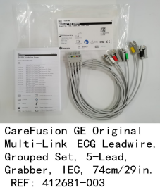 GE Mu lti-Link  ECG Lead wire, Grouped Set, 5-Lead, Grabber, IEC, 74cm/29in. REF: 412681-003 NEW original