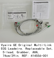 GE Mu lti-Link E CG Lead wire. Re placeable Set, 5-lead, Grabber, AHA, 74cm/29in.REF: 414556-001new original