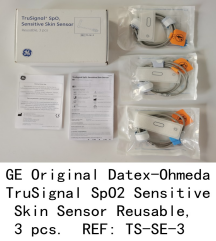 GE Datex-Oh meda Tr uSignal Sp O2 Sen sitive Skin Sen sor Re usable, 3 pcs.  REF: TS-SE-3 new original